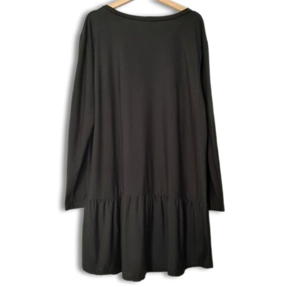 LILY by Firmiana Stretchy Drop Waist Long Sleeve Scoop Neck Dress Black Sz 3X - Picture 10 of 16